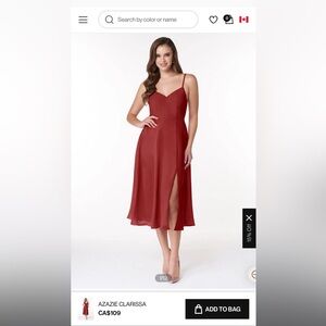 Azazie - Rust A-Line V-Neck Chiffon Dress